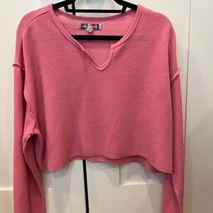 Urban Outfitters Pink V-Neck Cropped Sweater